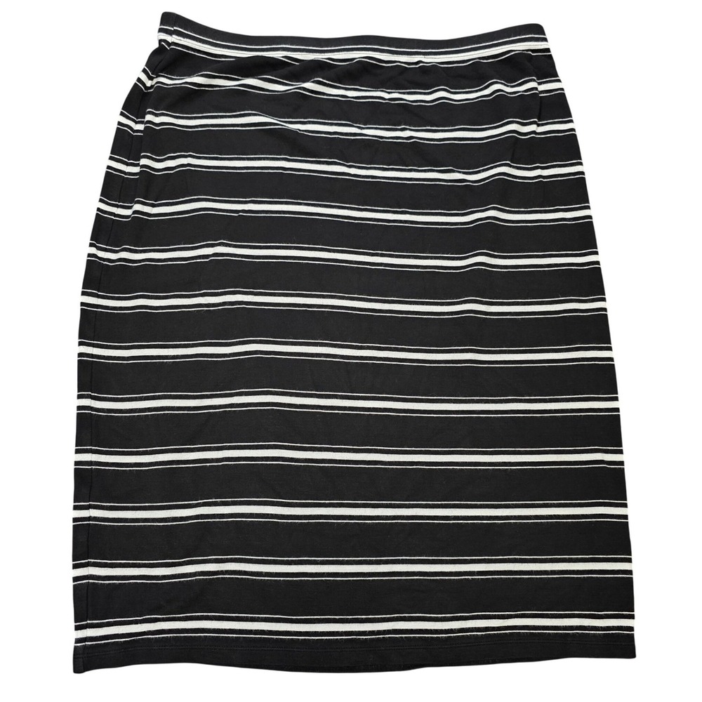 Max Studio  Knit Pencil‎ Midi Skirt Women's Size XL Black White Striped Pull On